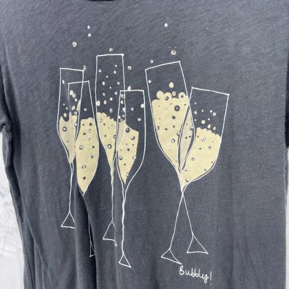J. Crew XS Womens Gray Champagne Bubbly Rhinestone Tee Shirt T-Shirt Fitted - Picture 3 of 7